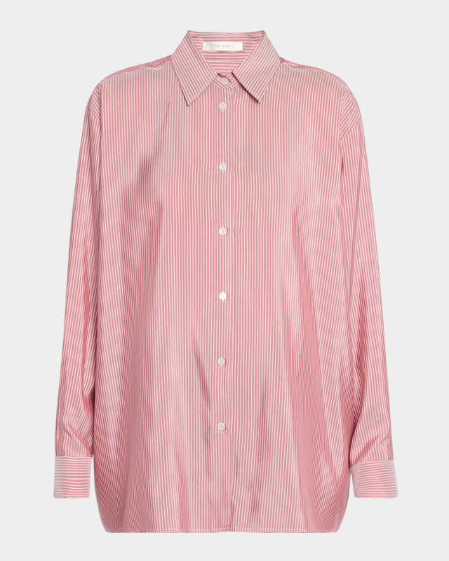 Tansy Striped Silk Button-Down Shirt